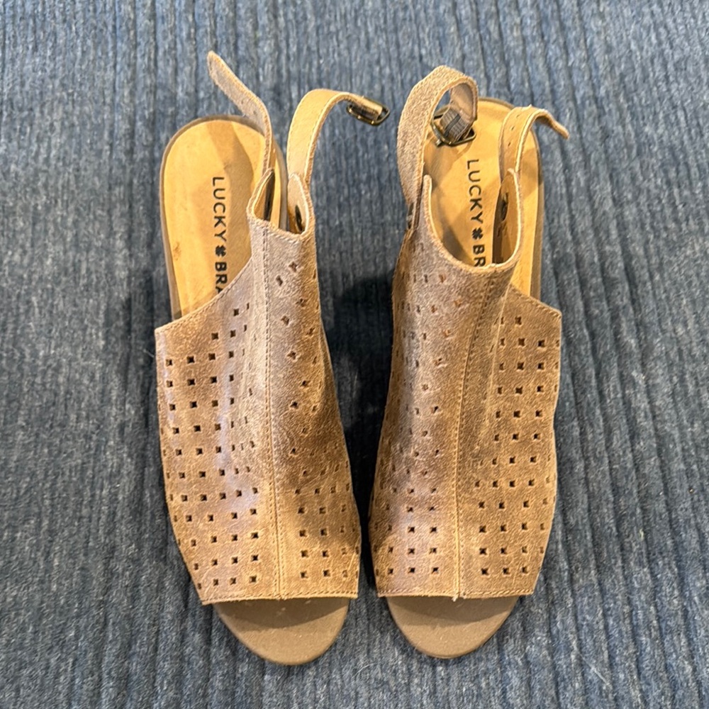 Lucky Brand Tan Suede Wedge Sandal